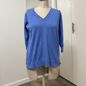 J Crew Women's Blue Casual Lightweight  V-Neck Sweatshirt XS